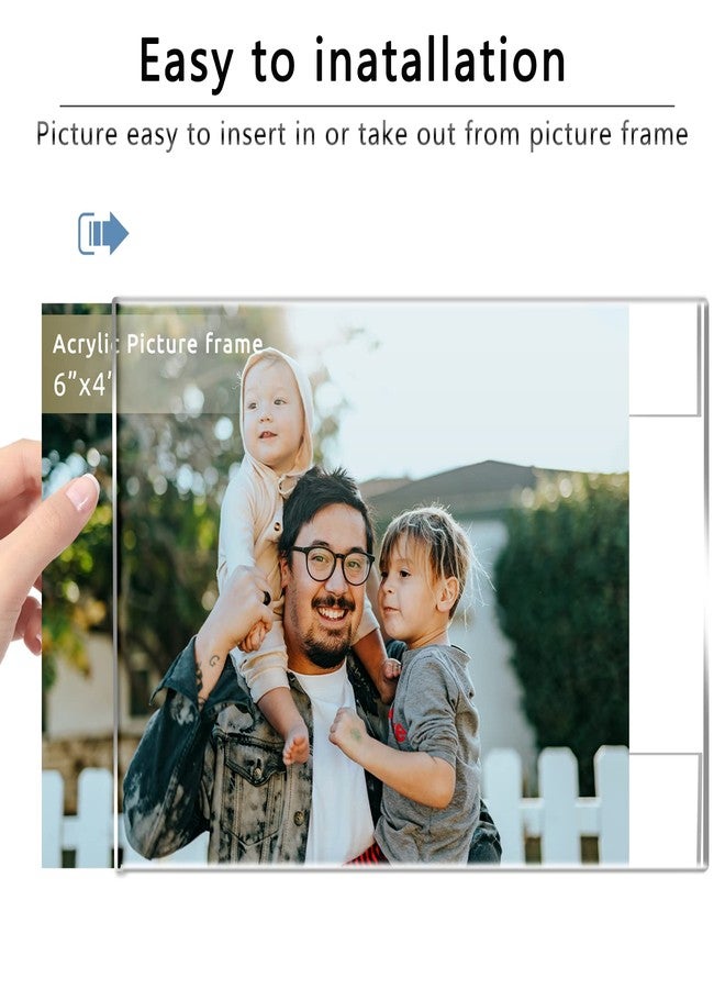 DZZ 6x4 Picture Frame Set of 6,Acrylic Picture Frames Wall Mounting Displays 6 by 4 Inch Picture,Clear Picture Photo Frames for Home,Office,Hotel- Horizontally (6 Pack) - Image 2